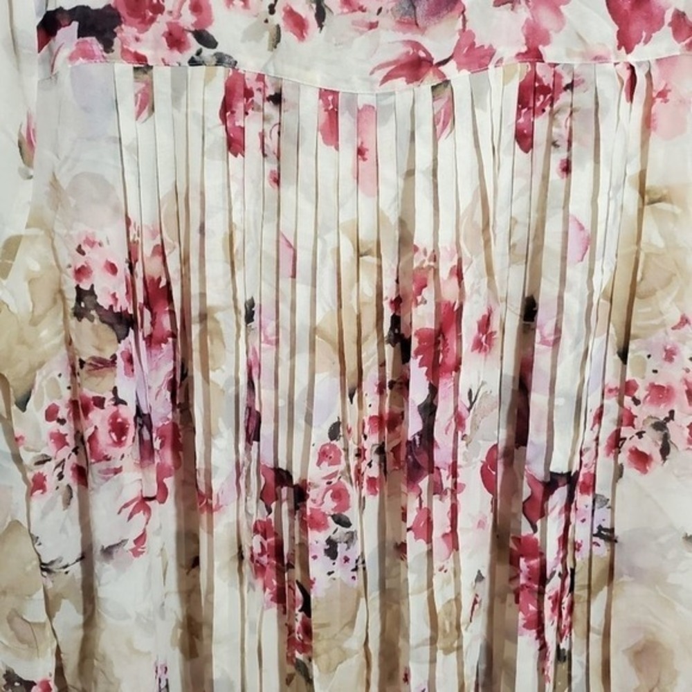 Chaps Womens Pink‎ Floral Button Down Shirt Pleated Back Blouse Feminine 3XNew - Picture 9 of 11